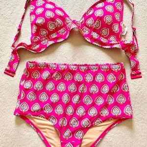 Deep-V French Bikini Top, High Waisted Bottom